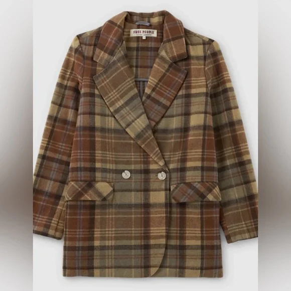Free People Mari Plaid Blazer Jacket - Picture 6 of 16